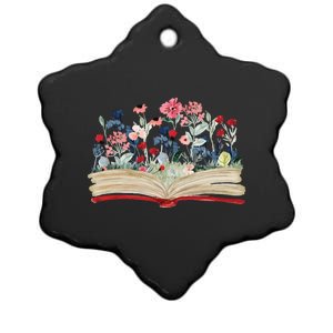 Bookworm Avid Reader Flowers Literature Meaningful Gift Book Reading Gift Ceramic Star Ornament