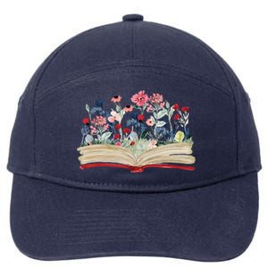 Bookworm Avid Reader Flowers Literature Meaningful Gift Book Reading Gift 7-Panel Snapback Hat