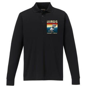 Birds Aren't Real Camera Sunset Performance Long Sleeve Polo