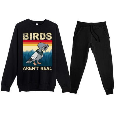 Birds Aren't Real Camera Sunset Premium Crewneck Sweatsuit Set