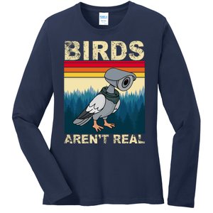 Birds Aren't Real Camera Sunset Ladies Long Sleeve Shirt