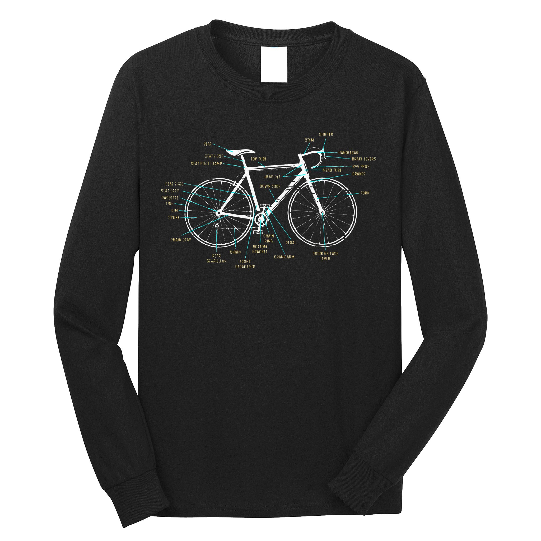 Bicycle Anatomy Road Bike Cycling Long Sleeve Shirt