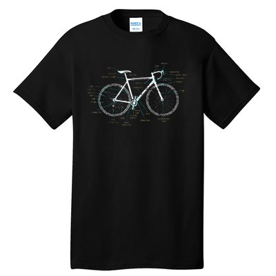 Bicycle Anatomy Road Bike Cycling Tall T-Shirt