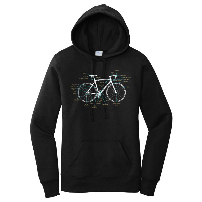 Bicycle Anatomy Road Bike Cycling Women's Pullover Hoodie