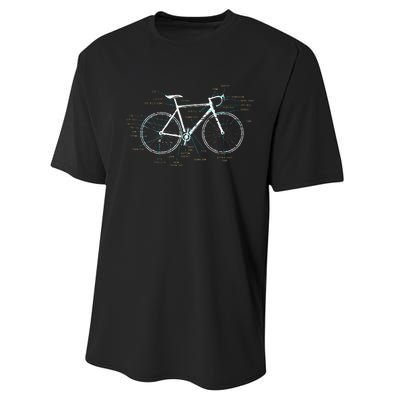 Bicycle Anatomy Road Bike Cycling Performance Sprint T-Shirt