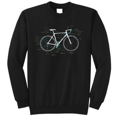 Bicycle Anatomy Road Bike Cycling Tall Sweatshirt