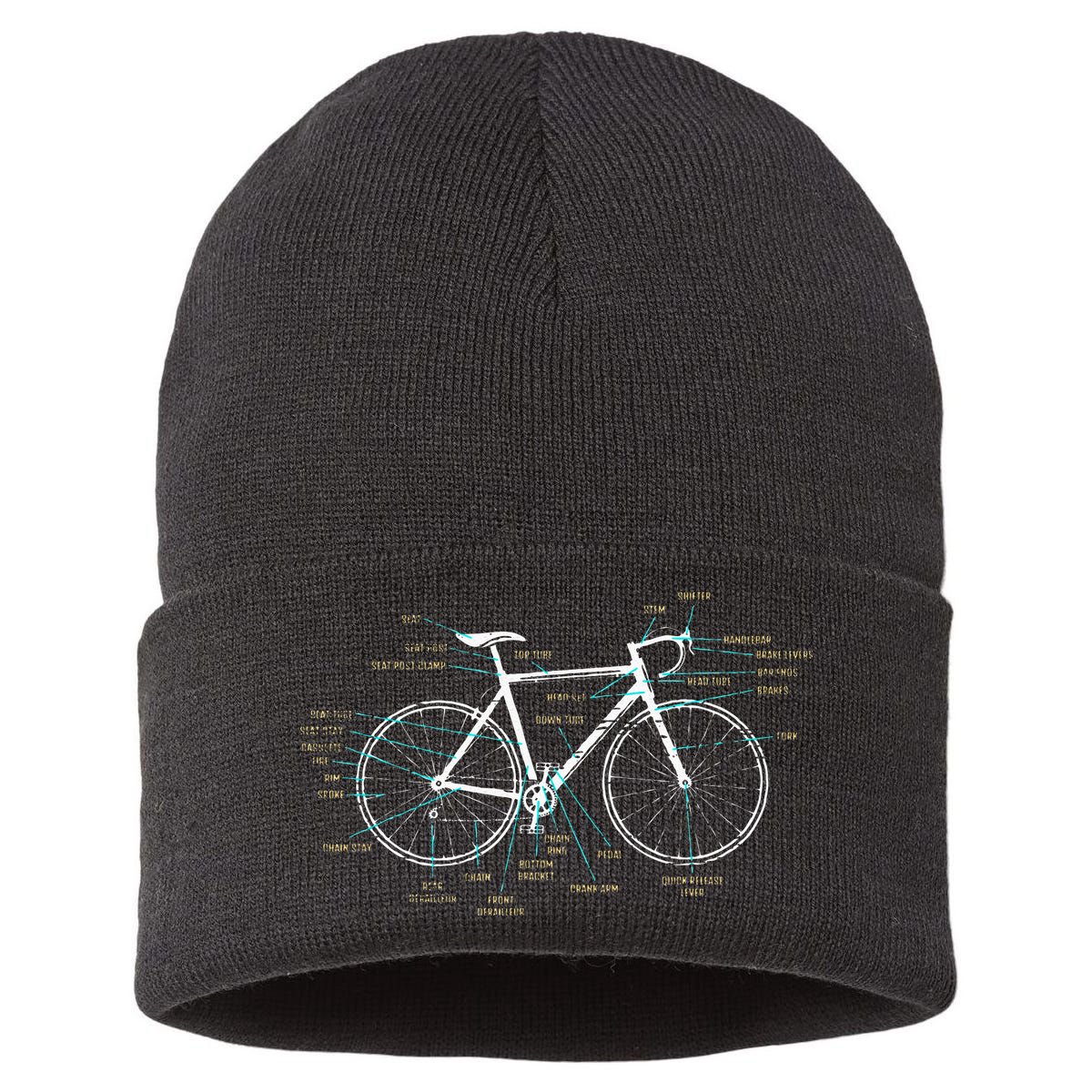Bicycle Anatomy Road Bike Cycling Sustainable Knit Beanie