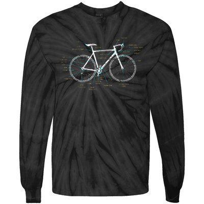 Bicycle Anatomy Road Bike Cycling Tie-Dye Long Sleeve Shirt