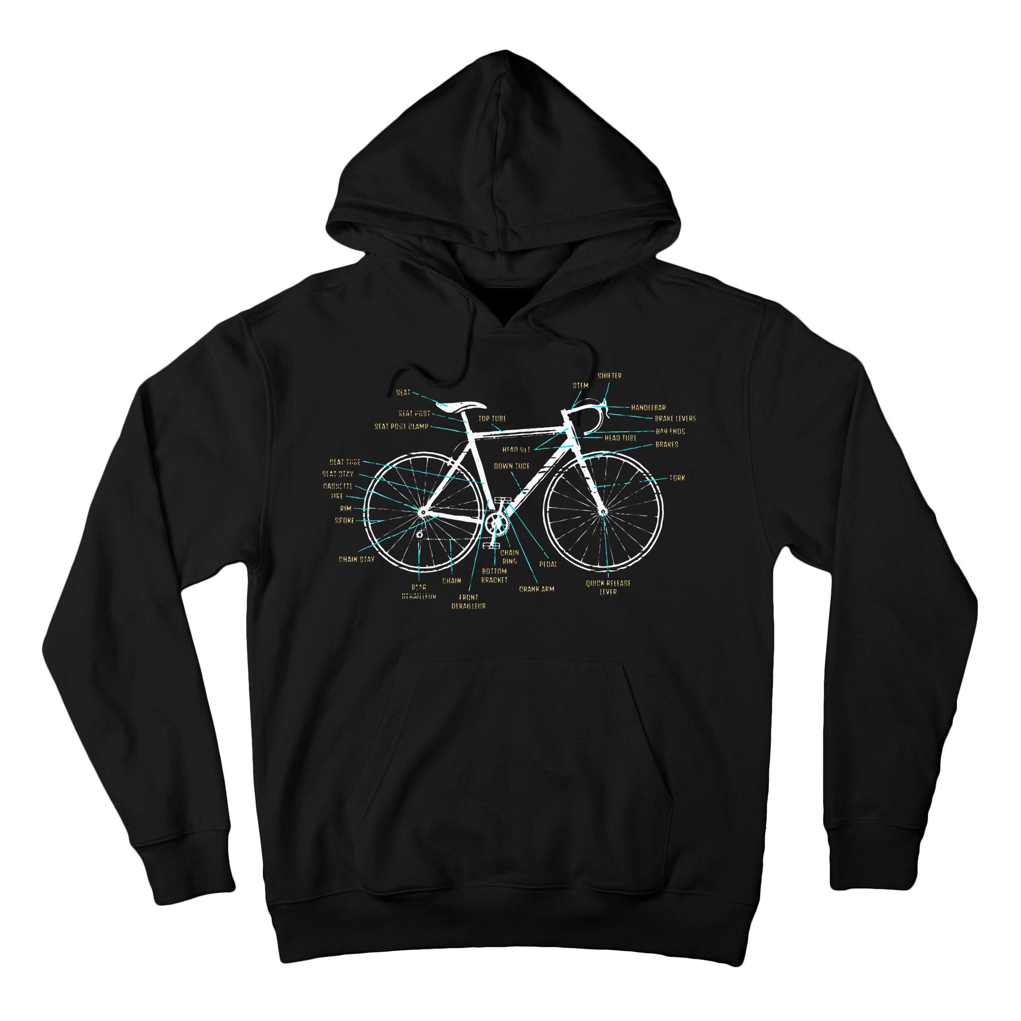 Bicycle Anatomy Road Bike Cycling Tall Hoodie
