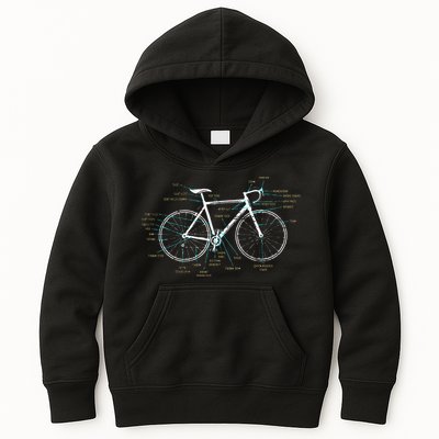 Bicycle Anatomy Road Bike Cycling Kids Hoodie