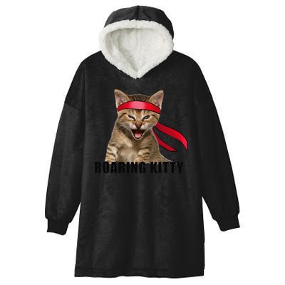 Be A Roaring Kitty Game The Stop Orange Bandana Meme Hooded Wearable Blanket