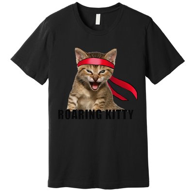 Be A Roaring Kitty Game The Stop Orange Bandana Meme Premium T-Shirt