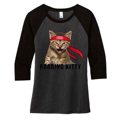 Be A Roaring Kitty Game The Stop Orange Bandana Meme Women's Tri-Blend 3/4-Sleeve Raglan Shirt