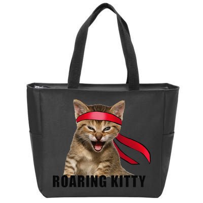 Be A Roaring Kitty Game The Stop Orange Bandana Meme Zip Tote Bag
