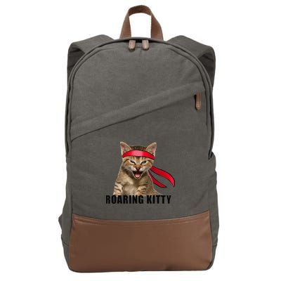 Be A Roaring Kitty Game The Stop Orange Bandana Meme Cotton Canvas Backpack