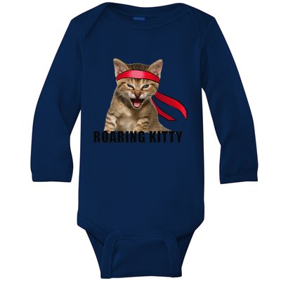 Be A Roaring Kitty Game The Stop Orange Bandana Meme Baby Long Sleeve Bodysuit