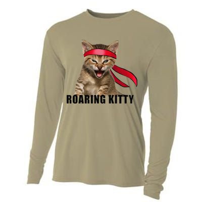 Be A Roaring Kitty Game The Stop Orange Bandana Meme Cooling Performance Long Sleeve Crew