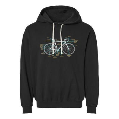 Bicycle Anatomy Road Bike Cycling Garment-Dyed Fleece Hoodie
