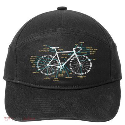 Bicycle Anatomy Road Bike Cycling 7-Panel Snapback Hat