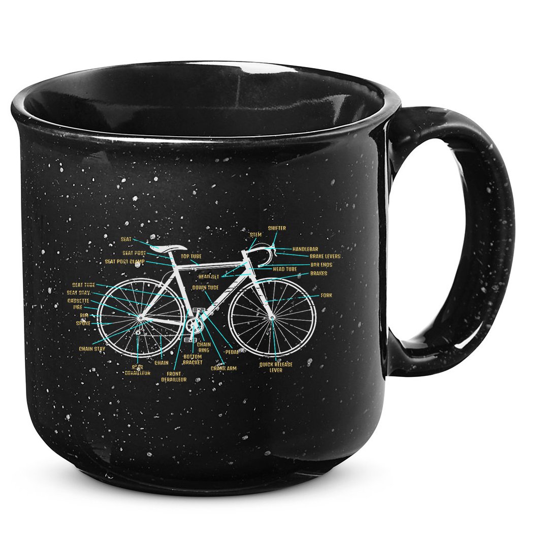 Bicycle Anatomy Road Bike Cycling 15oz Campfire Ceramic Mug