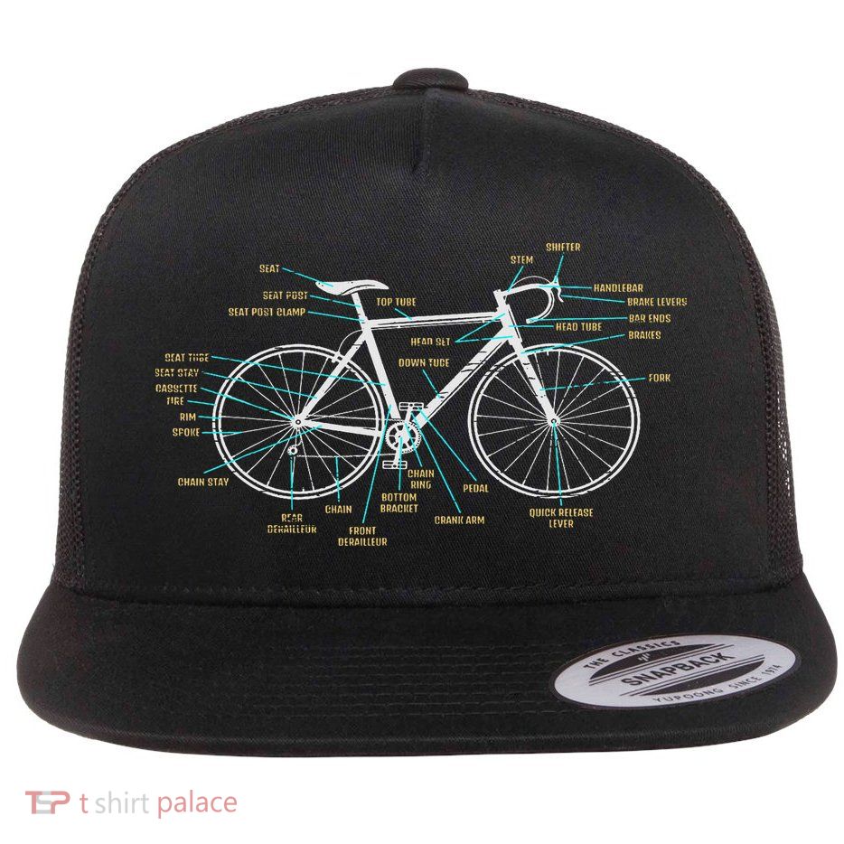 Bicycle Anatomy Road Bike Cycling Flatbill Hat