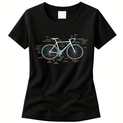 Bicycle Anatomy Road Bike Cycling Womens T-Shirt