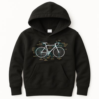 Bicycle Anatomy Road Bike Cycling Kids Hoodie