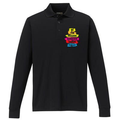 Be A Reason Someone Smiles Today Inspirational Clothes Performance Long Sleeve Polo