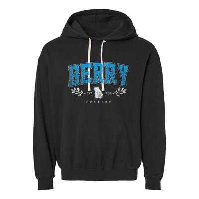 Berry Arch Retro College Athletic Sports Women Garment-Dyed Fleece Hoodie