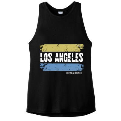 Born And Raised Los Angeles California Ladies PosiCharge Tri-Blend Wicking Tank