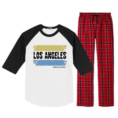 Born And Raised Los Angeles California Raglan Sleeve Pajama Set