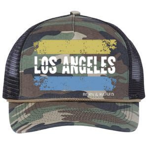 Born And Raised Los Angeles California Retro Rope Trucker Hat Cap