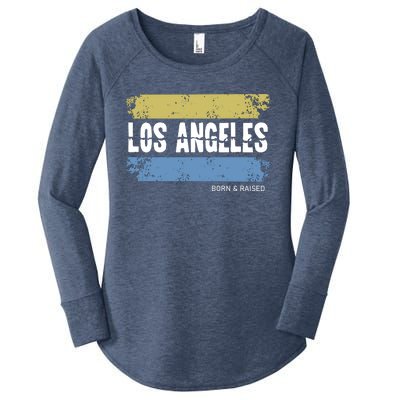 Born And Raised Los Angeles California Women's Perfect Tri Tunic Long Sleeve Shirt