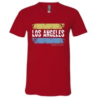 Born And Raised Los Angeles California V-Neck T-Shirt