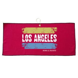 Born And Raised Los Angeles California Large Microfiber Waffle Golf Towel