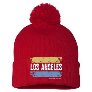 Born And Raised Los Angeles California Pom Pom 12in Knit Beanie