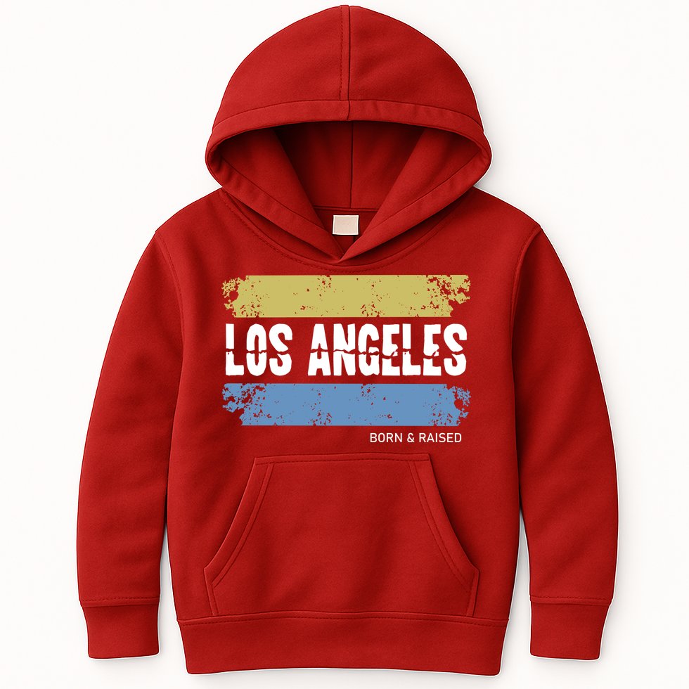 Born And Raised Los Angeles California Kids Hoodie