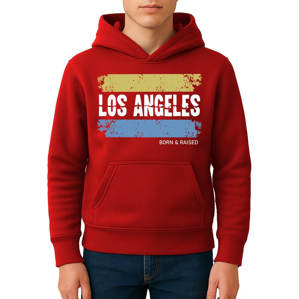 Born And Raised Los Angeles California Kids Hoodie