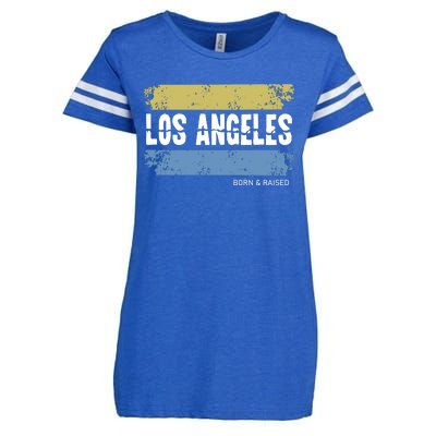 Born And Raised Los Angeles California Enza Ladies Jersey Football T-Shirt