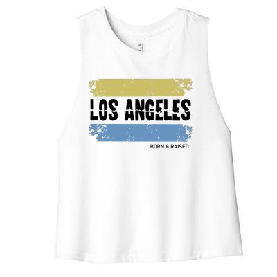 Born And Raised Los Angeles California Women's Racerback Cropped Tank