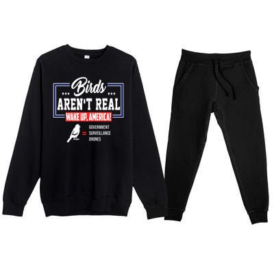 Birds Aren't Real Wake Up America Premium Crewneck Sweatsuit Set