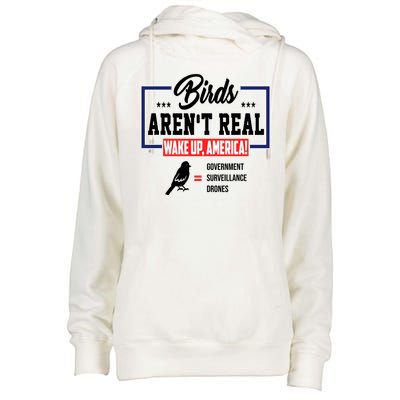 Birds Aren't Real Wake Up America Womens Funnel Neck Pullover Hood