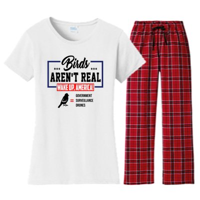 Birds Aren't Real Wake Up America Women's Flannel Pajama Set