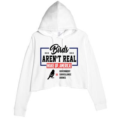 Birds Aren't Real Wake Up America Crop Fleece Hoodie