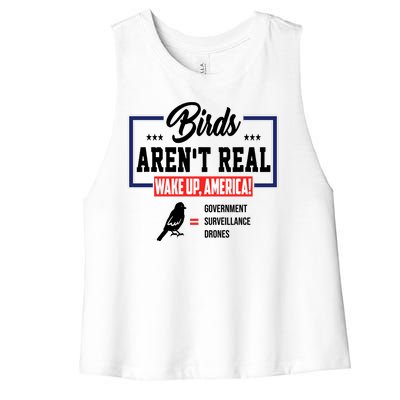 Birds Aren't Real Wake Up America Women's Racerback Cropped Tank