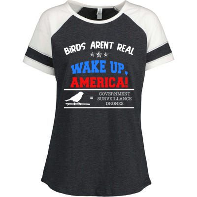 Birds Aren't Real Wake Up America Awareness Enza Ladies Jersey Colorblock Tee