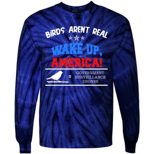 Birds Aren't Real Wake Up America Awareness Tie-Dye Long Sleeve Shirt