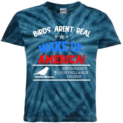 Birds Aren't Real Wake Up America Awareness Kids Tie-Dye T-Shirt