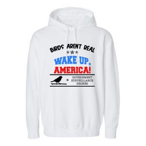 Birds Aren't Real Wake Up America Awareness Garment-Dyed Fleece Hoodie