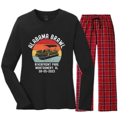 Brawl At Riverfront Park Montgomery Alabama Brawl Women's Long Sleeve Flannel Pajama Set 